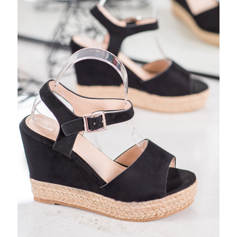 Clowse Černé Sandály Na Vysokém Klínu černá 1