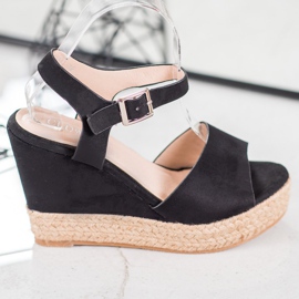 Clowse Černé Sandály Na Vysokém Klínu černá 2