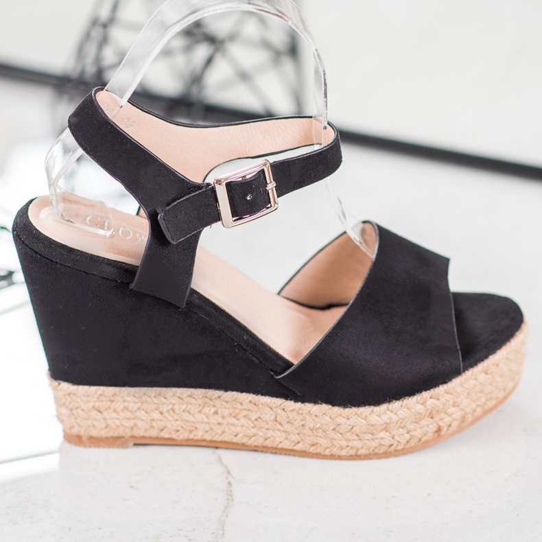 Clowse Černé Sandály Na Vysokém Klínu černá 2