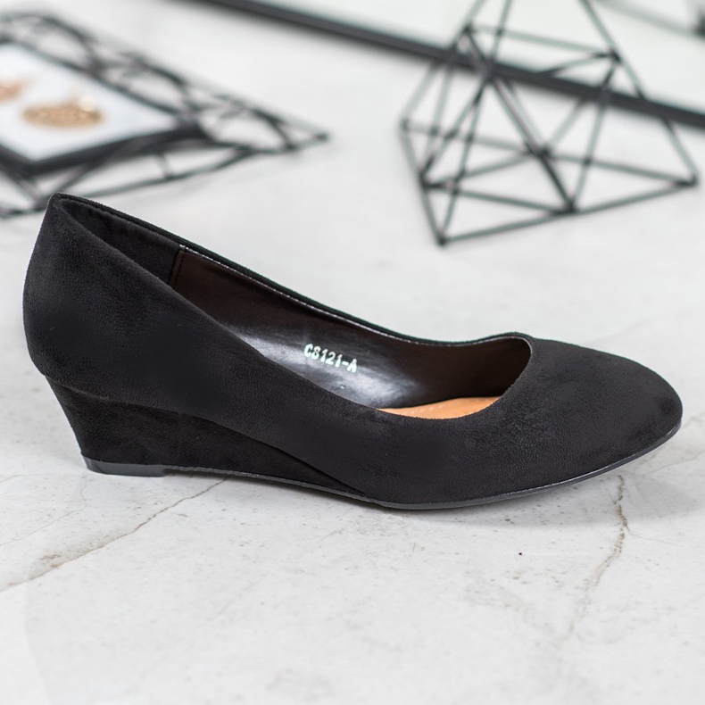 SHELOVET Černé klínové pumpy černý 2