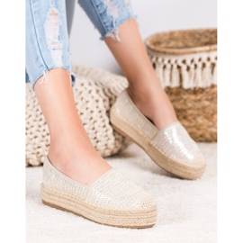 SHELOVET Pletené espadrilky na platformě šedá 2