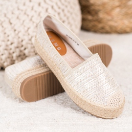 SHELOVET Pletené espadrilky na platformě šedá 1
