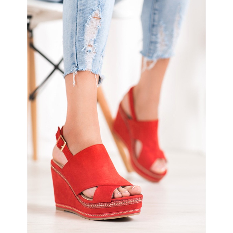 Best Shoes Červené módní sandály červený 1