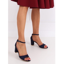 Tmavě modré sandály na vysokém podpatku 88-395 Blue námořnická modrá 1