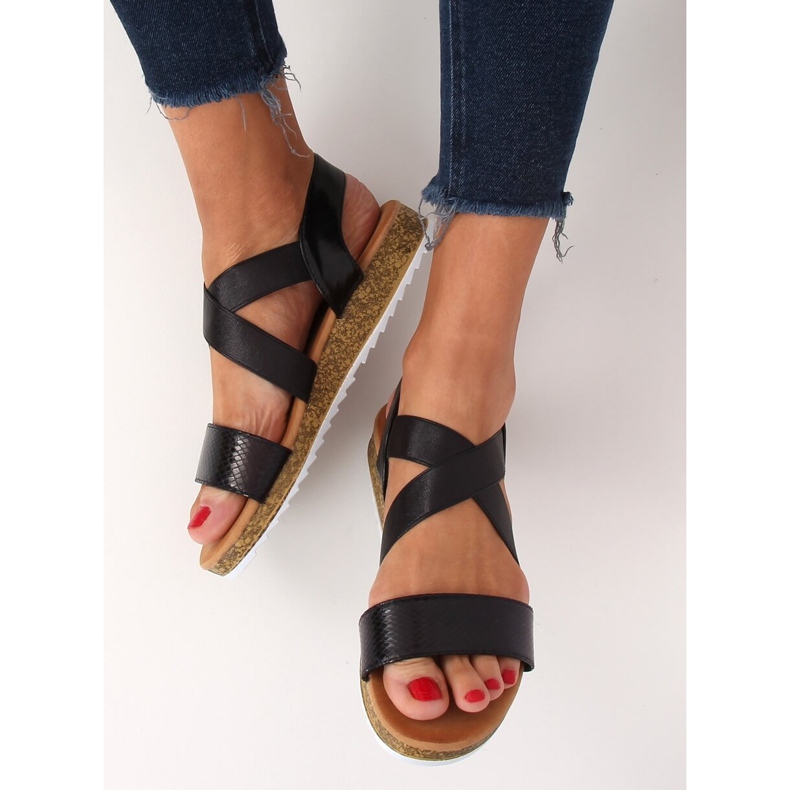 Černé dámské sandály AM042 Black černý 2