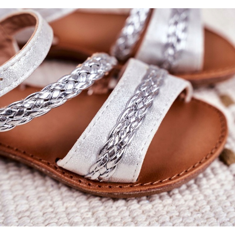 FRROCK Dětské stříbrné sandály Kremo šedá 3