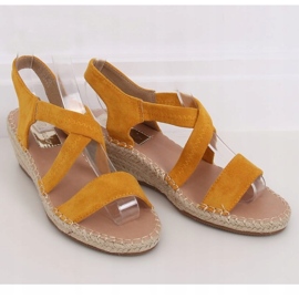 Sandály na klínku medové espadrilky S-823 Yellow žluť 1