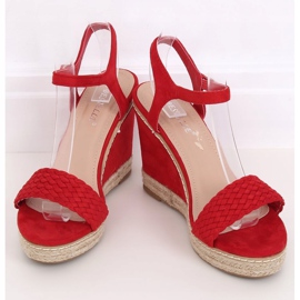 Espadrilky na klíncích červené 100-937SC-1 červené červený 1