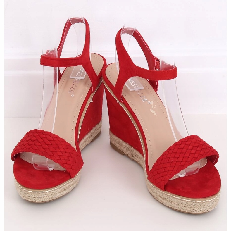 Espadrilky na klíncích červené 100-937SC-1 červené červený 1