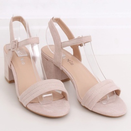 Béžové sandály na vysokém podpatku 99-61A Beige béžový 1