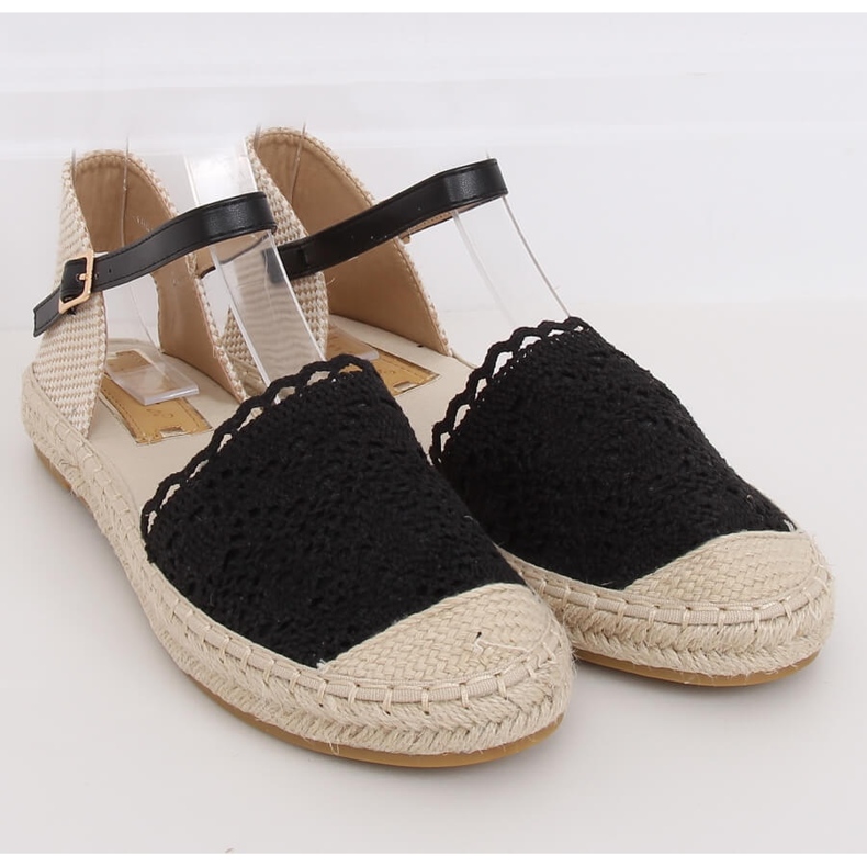 Černé krajkové espadrilky L-1067 Black černá 1