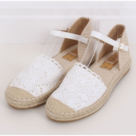 Bílé krajkové espadrilky L-1067 White bílý 1 Bílé krajkové espadrilky L-1067 White bílý 1