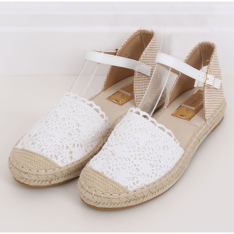 Bílé krajkové espadrilky L-1067 White bílý 1 Bílé krajkové espadrilky L-1067 White bílý 1