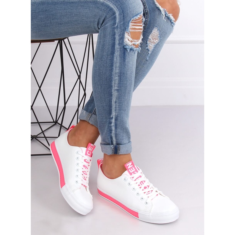 Bílé dámské tenisky CC-17 Fushia bílý růžový 2 Bílé dámské tenisky CC-17 Fushia bílý růžový 2
