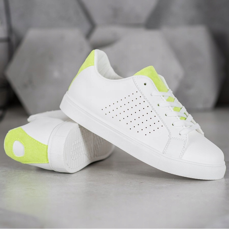 SHELOVET Bílé boty se semišovými vložkami bílý 1