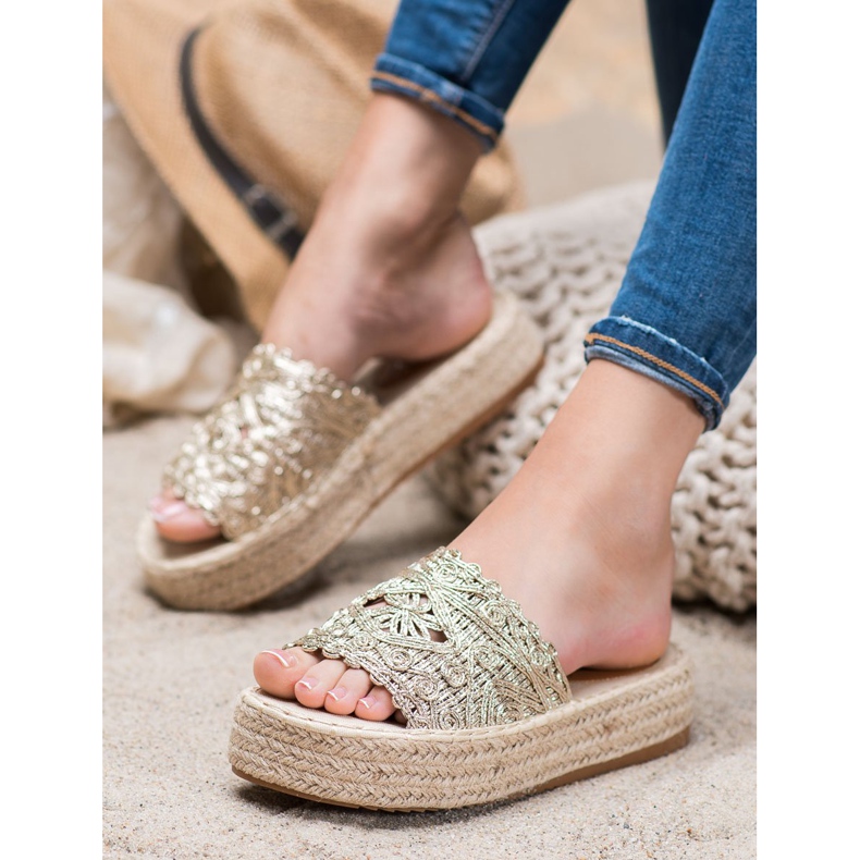 Seastar Pantofle Espadrilles Na Platformě zlatý 2