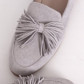 Šedé Dámské mokasíny s třásněmi T357P Šedá 1