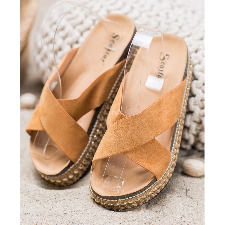 Seastar Pohodlné pantofle na platformě béžový 1 Seastar Pohodlné pantofle na platformě béžový 1