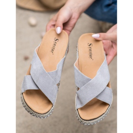 Seastar Pohodlné pantofle na platformě šedá 1