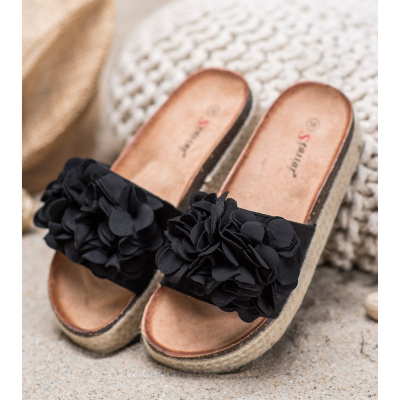 Seastar Módní černé pantofle černý 2