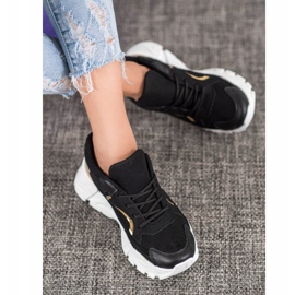 SHELOVET Stylové tenisky na platformě černá žlutá 2