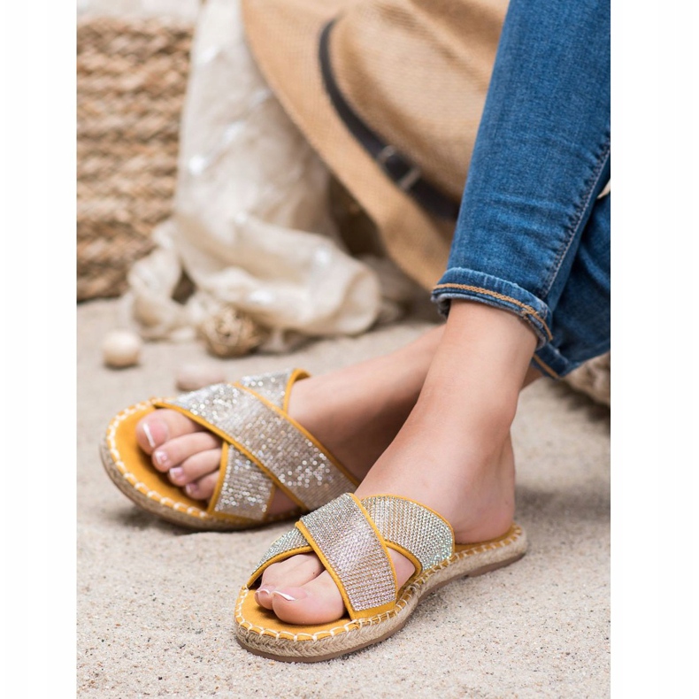 Cm Paris Stylové pantofle s kubickým zirkonem žlutá 1