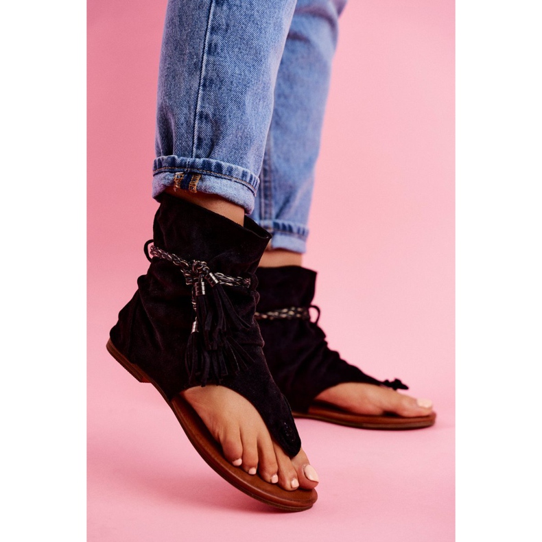 SEA Dámské sandály žabky se stopkou černé SL1011 Madrit černá 1