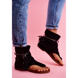 SEA Dámské sandály žabky se stopkou černé SL1011 Madrit černá 2