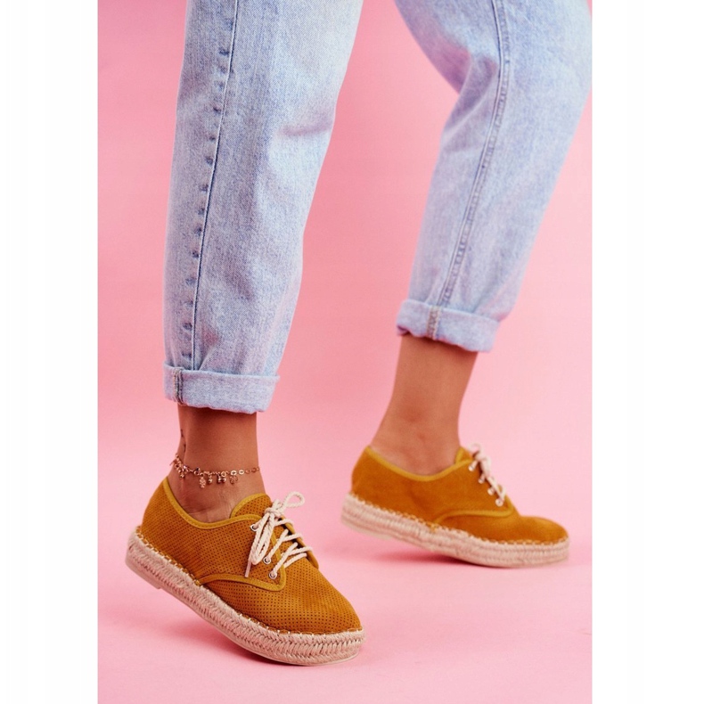 MSMG Dámské espadrilky na žluté lněné platformě Sonya žluť 1