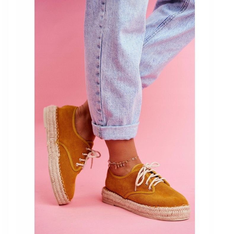 MSMG Dámské espadrilky na žluté lněné platformě Sonya žlutá 2