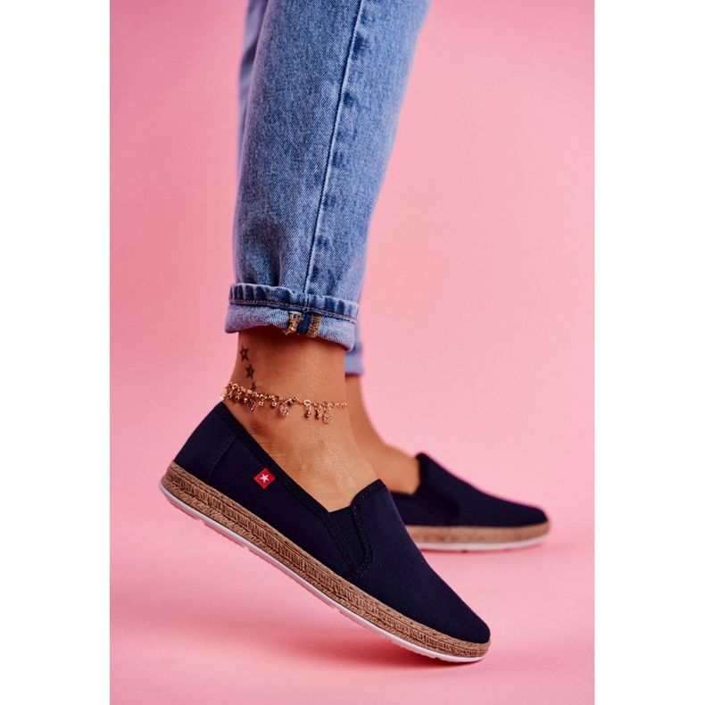 Dámské espadrilky Big Star Slip-on Navy Blue FF276036 námořnická modrá 2 Dámské espadrilky Big Star Slip-on Navy Blue FF276036 námořnická modrá 2