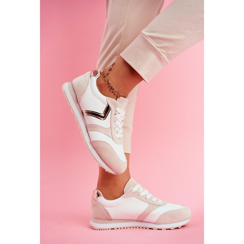 Dámská sportovní obuv bílá a béžová ruleta bílý hnědý 2