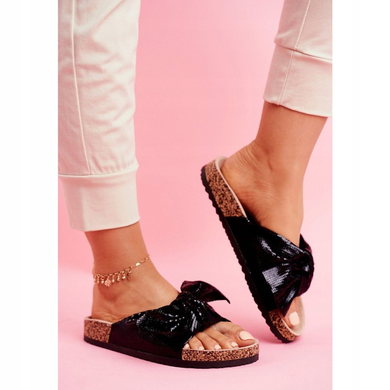 EVE Dámské pantofle s velkou mašlí Black Lovely Time černá 1