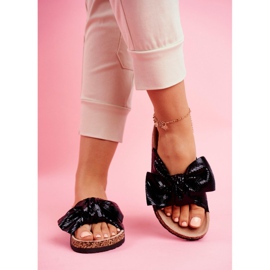 EVE Dámské pantofle s velkou mašlí Black Lovely Time černá 2