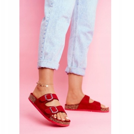 EVE Dámské pantofle na korku se sponami Red Si Senor červené 1