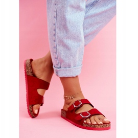 EVE Dámské pantofle na korku se sponami Red Si Senor červené 2