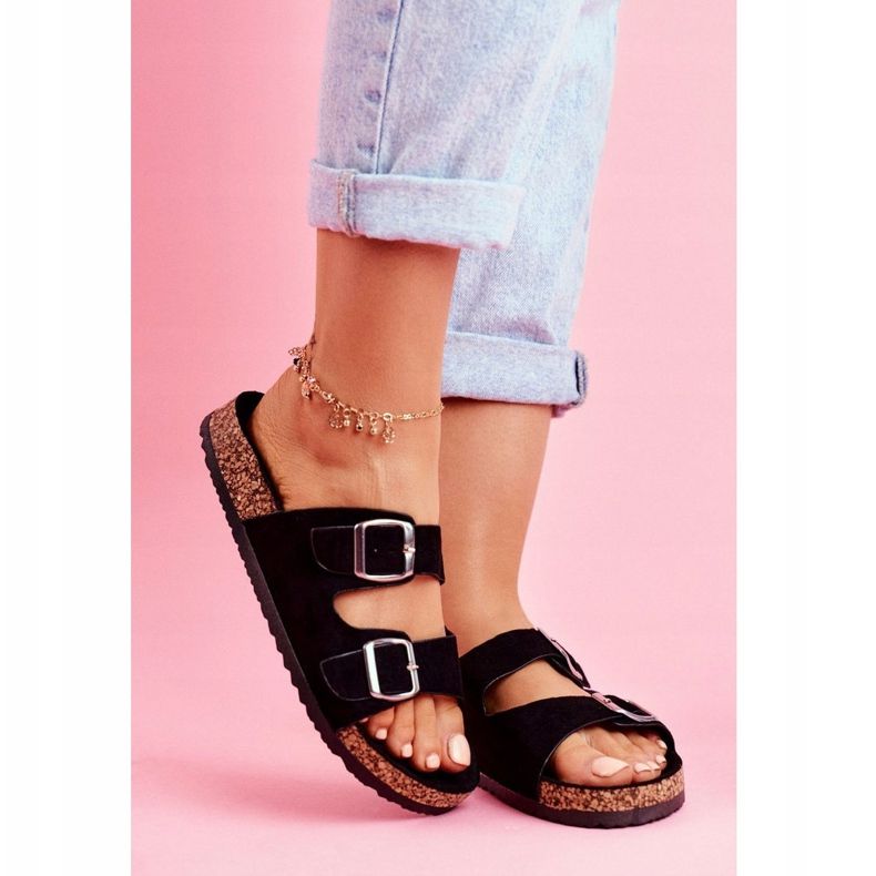 Dámské pantofle s černými svorkami černá 1