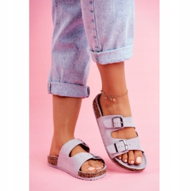 EVE Dámské pantofle na korku se sponami šedé Si Senor šedá 1