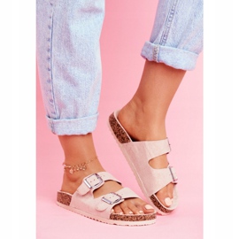 EVE Dámské pantofle na korku se sponami růžové Si Senor růžový 2