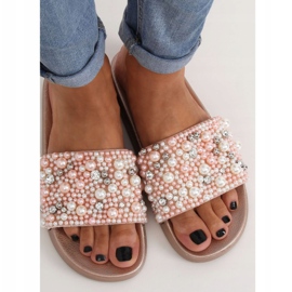 Pantofle s perlami šampaňské BG66 Champagne růžový vícebarevný 2