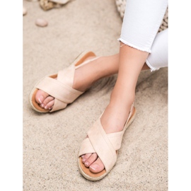 SHELOVET Nazouvací semišové sandály hnědý 2