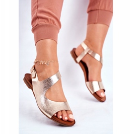 Dámské sandály Laura Messi Leather 1116 Snake Golden Vollare zlatý 2