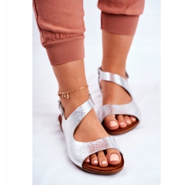 Dámské sandály Laura Messi Leather 1116 Snake Silver Vollare šedá 2