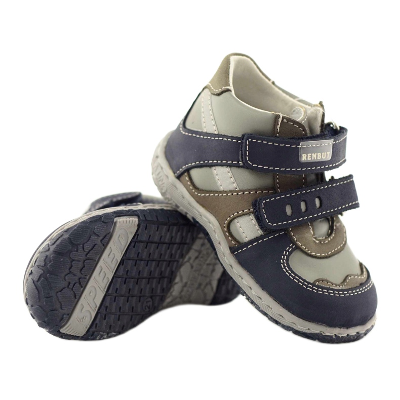 Kožené boty Ren But 1363 tmavě modré námořnická modrá šedá 4