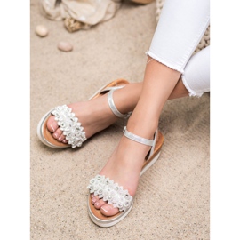 Mannika Elegantní klíny s ozdobami šedá 2