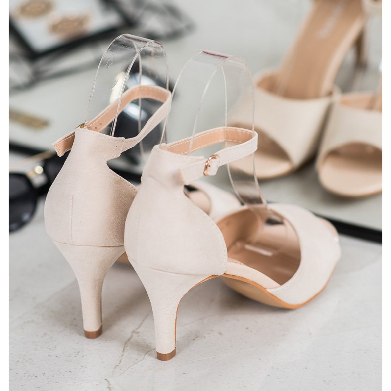 Stylové otevřené lodičky VINCEZA béžový 2