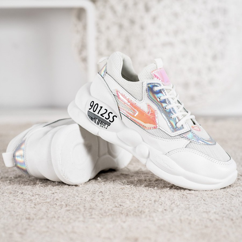 SHELOVET Tenisky s eko koženou módou bílý vícebarevný šedá 2