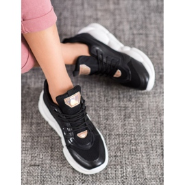 SHELOVET Tenisky s eko koženou módou černá žlutá 1