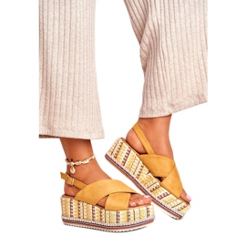 ADY Dámské sandály na klínu Espadrilles Yellow Sandy žluť 1