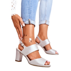 Dámské sandály na vysokém podpatku Sergio Leone Silver SK778 hnědý šedá 1